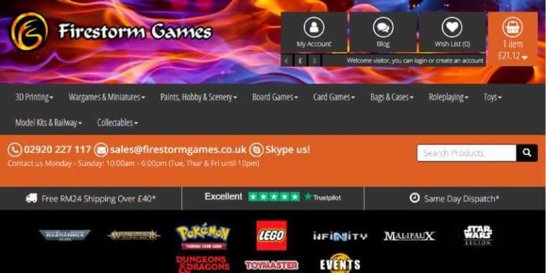 Firestorm Games Online Shop Review