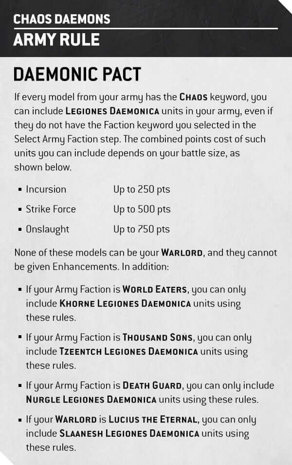 Changes to Chaos Daemons in the 10th Edition - Army Rule Daemonic Pact