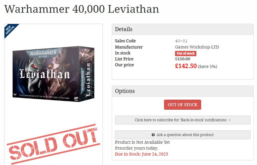 Warhammer 40,000: Leviathan maker turns players towards limited hobby stock  after online orders sell out