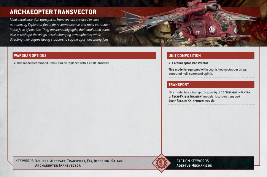 W40K Archaeopter Transvector Miniature Model