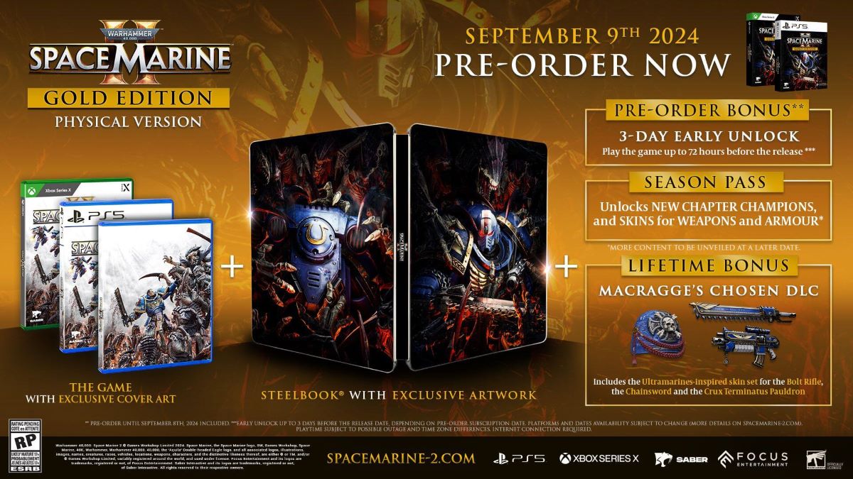 PreOrder Warhammer 40K Space Marine 2 Editions Now!