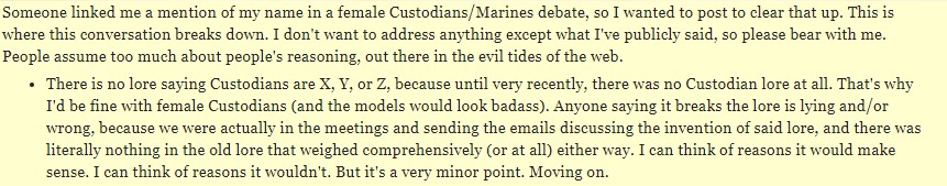 Aaron-Dembski-Bowden-Comments-on-Female-Custodes-Six-Years-Ago