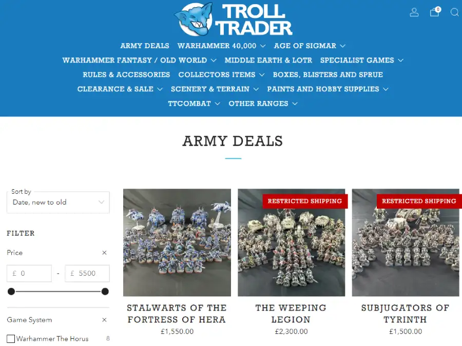 The Troll Trader - Emporium for Second-Hand Warhammer 40K Miniatures and Collections